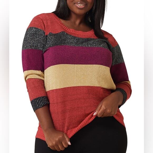 Maree Pour Toi lurex multicolor stripe sweater Size 12/14 - Picture 1 of 9